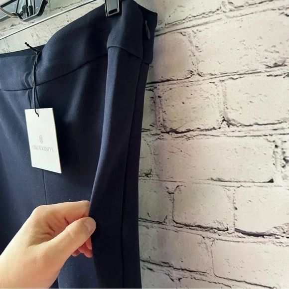 Chloe Kristyn Navy Blue‎ High Rise Pull On Business Casual Pants Size Medium - Picture 7 of 7